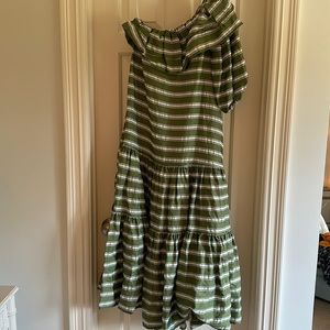 Lisa Marie Fernandez One Shoulder Stripe Maxi Dress